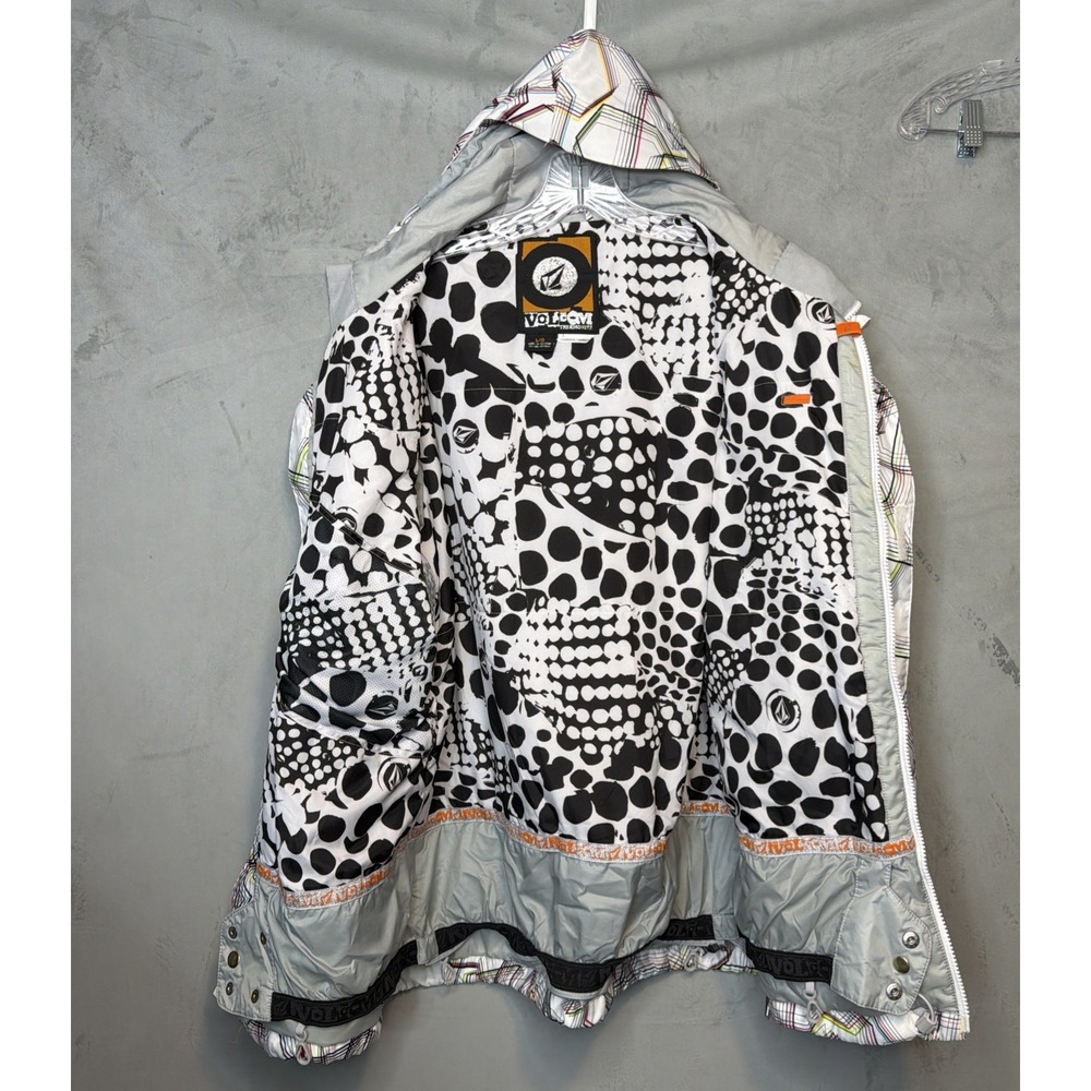 Volcom Womens L White Multicolor Geometric Hooded Snowboard Ski Jacket - Picture 3 of 8